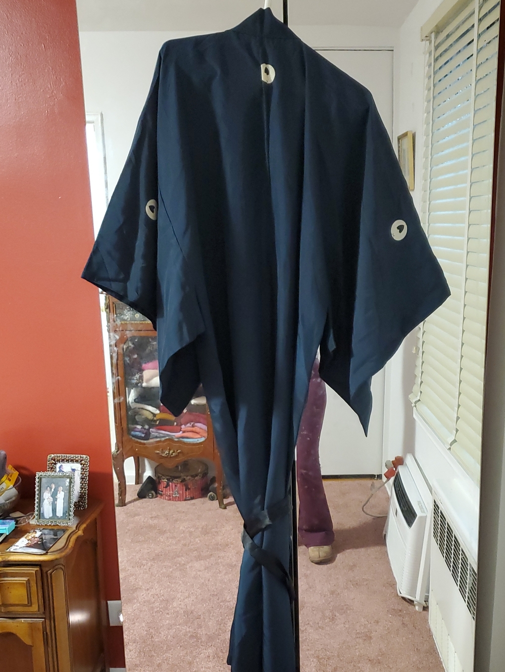 Vintage SILK Japanese Navy Kimono Long Robe